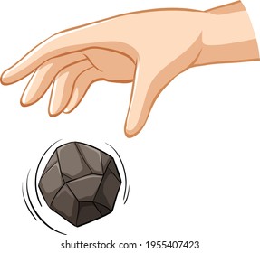 Hand dropping stone for gravity experiment illustration