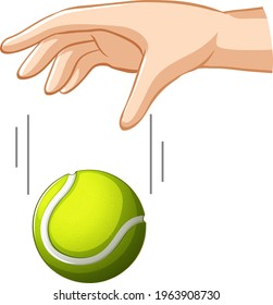 Hand Dropping Tennis Ball For Gravity Experiment Illustration