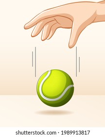 Hand Dropping Tennis Ball For Gravity Experiment Illustration