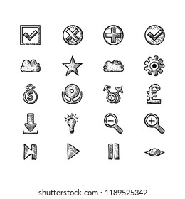 Hand drow vector icons set.