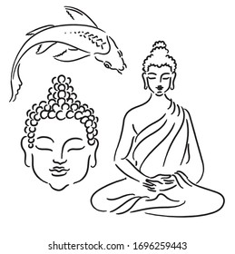 Hand drown Body and mind enlightenment vector elements for spa 