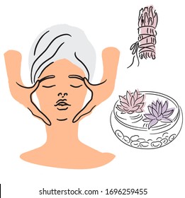 Hand drown Body and mind enlightenment vector elements for spa 