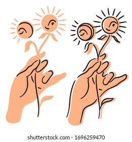 Hand drown Body and mind enlightenment vector elements for spa 