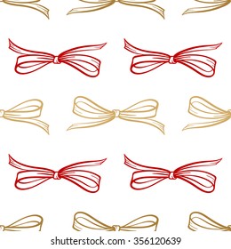 Hand drown bows vector seamless pattern