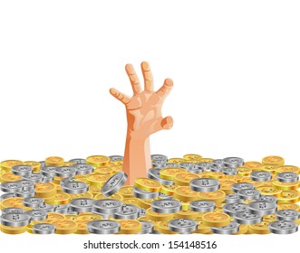 Hand drown by coin money