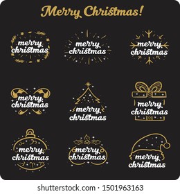 hand drown christmas design vector illustration and sticker design