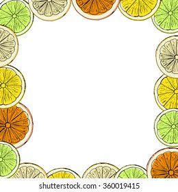 Hand drown colored lemons sketch. Vector illustration
