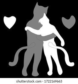 Los amantes del doodle de la mano son gatos grises y gatos blancos