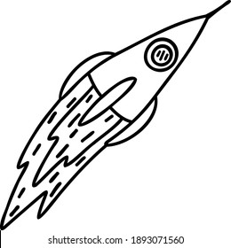hand drown doodle rocket, details