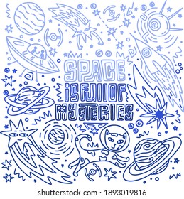 hand drown doodle space, details, pattern