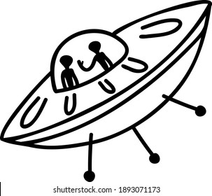 hand drown doodle ufo, details