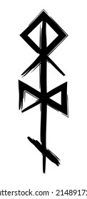 Hand drown full editable norse symbol of Odin the allfather.