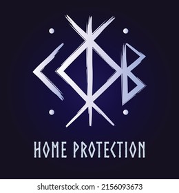 Hand drown full editable norse symbol for home protection.