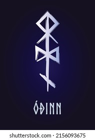 Hand drown full editable norse symbol of Odin the allfather.