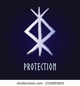 Hand drown full editable norse symbol for protection.