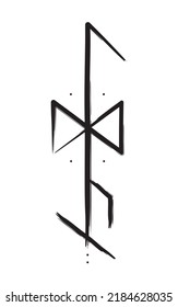 Hand drown full editable norse bindrune symbol with meaning of Idunn.