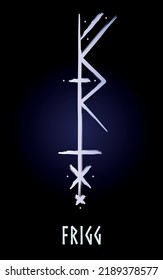 Hand drown full editable norse bindrune symbol with meaning of Frigg.