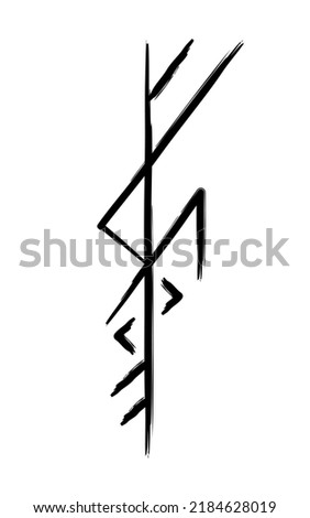 Hand drown full editable norse bindrune symbol with meaning of Freya.