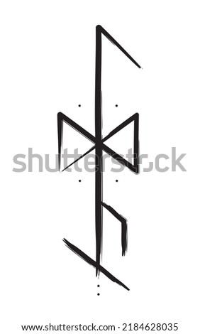Hand drown full editable norse bindrune symbol with meaning of Idunn.