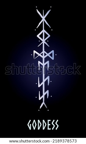 Hand drown full editable norse bindrune symbol with meaning of Goddess.