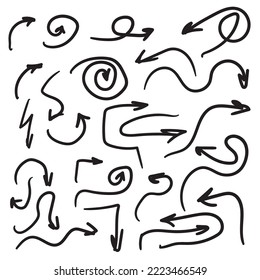 Hand drown funny style arrows set