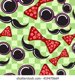 Hand drown hipster vector background with really retro elements on green background background