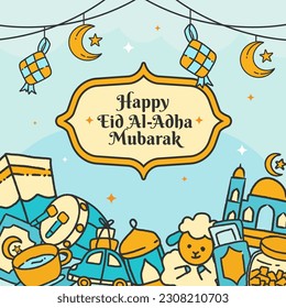 Puesto de feriado islámico ahogado por la mano, adecuado para Ramadán, Eid Fitri, Eid Adha y Maulid