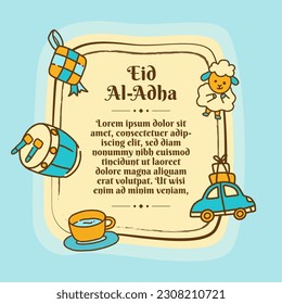 Hand drown Islamic holiday template, suitable for Ramadan, Eid Fitri, Eid Adha and Maulid