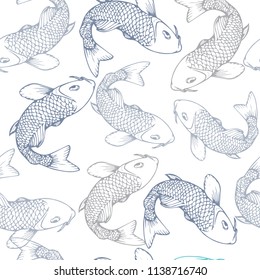 hand drown koi fish vector illustration