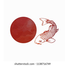 hand drown koi fish vector illustration