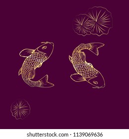 hand drown koi fish vector illustration