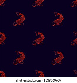 hand drown koi fish vector seamless pattern