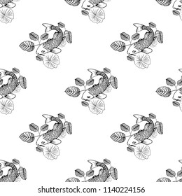 hand drown koi fish vector illustration