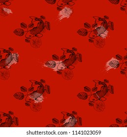 hand drown koi fish vector illustration