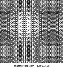 hand drown monochrome seamless tribal ornament background, ethnic, pattern swatch included in file, Vector illustration