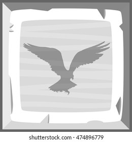 Hand drown old silver ingot tile with eagle emblem. Vector illustration