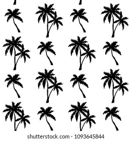 Hand drown palm tree seamless pattern. Vector illustration