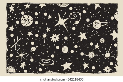 View Sky Nighttimehand Drawn Vector Illustrationstars Stock Vector ...