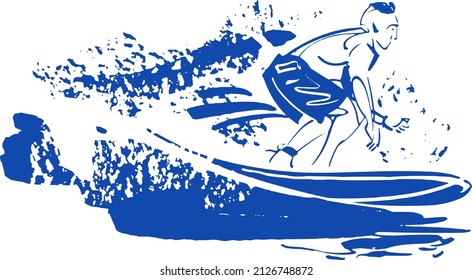 hand drown surfer in the waves