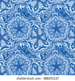 Hand drown vector ethnic elements seamless pattern. 