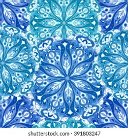 Hand drown vector ethnic elements seamless pattern. 