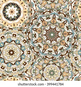 Hand drown vector ethnic elements seamless pattern. 