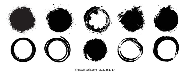 Hand drowning circle line sketch vector set. Highlighter marks, strokes, Art brush design round circular scribble doodle graffiti bubble or ball draft illustration for logo and text.