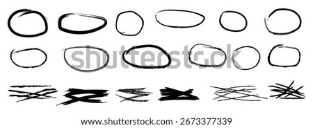 Hand drowning circle line sketch vector set. Art brush design round circular scribble doodle. Hand drawn scribble round circle frame vector illustration.