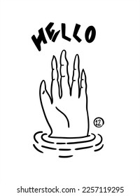 hand drowning help reaching out of the water vector illustration