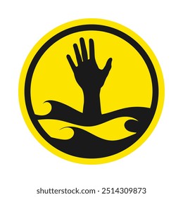 Hand drowning icon vector illustration