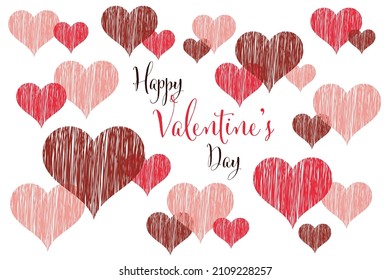 Hand drowns Valentine's heart, white background. Vector illustration Valentine's day background.