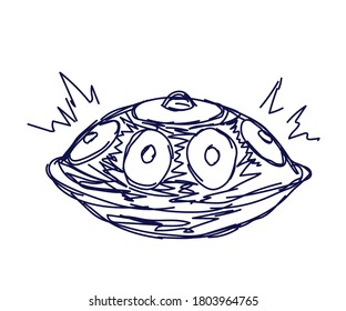 Hand drum on a white background. Sketch. Vector illustration.