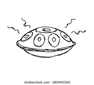 Hand drum on a white background.  Vector illustration.