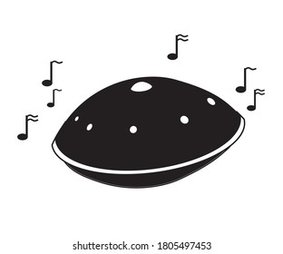 Hand drum on a white background. Cartoon. Vector illustration.